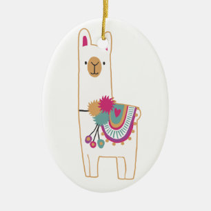 Cute llama ceramic tree decoration