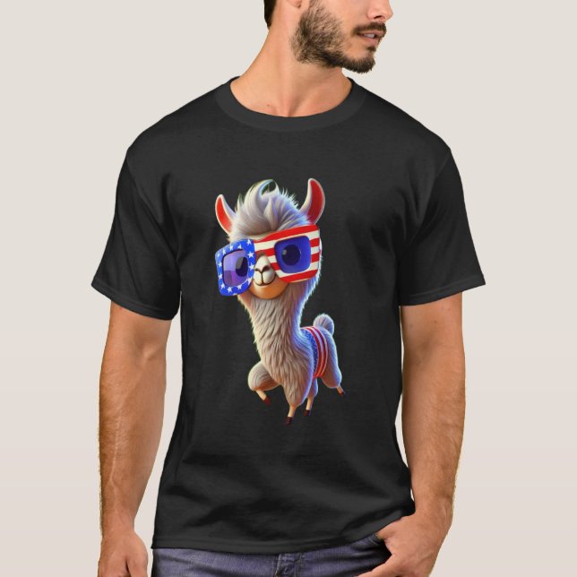Cute llama Chill The Fourth Out 4 of July T-Shirt (Front)