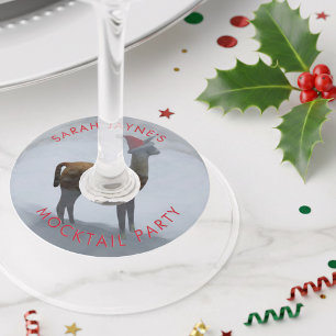 Cute Llama Christmas Mocktail Party Wine Glass Tag
