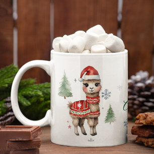 Cute Llama Custom Christmas Two-Tone Coffee Mug