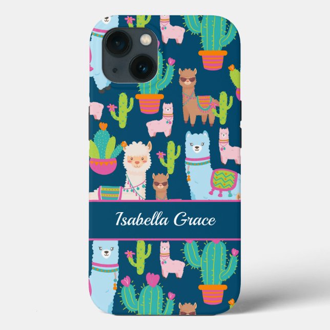 Cute Llama Custom Name Case-Mate iPhone Case (Back)