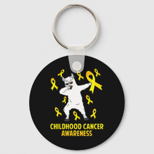Cute Llama Dabbing Warrior Childhood Cancer Awaren Key Ring