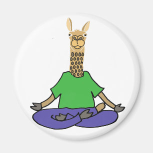 Cute Llama doing Yoga Cartoon Magnet