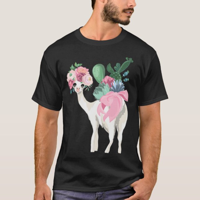 Cute Llama Drama Flower Child Pagan Tradition Kids T-Shirt (Front)