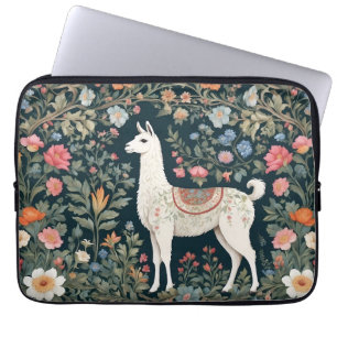 Cute Llama Elegant Floral Laptop Sleeve