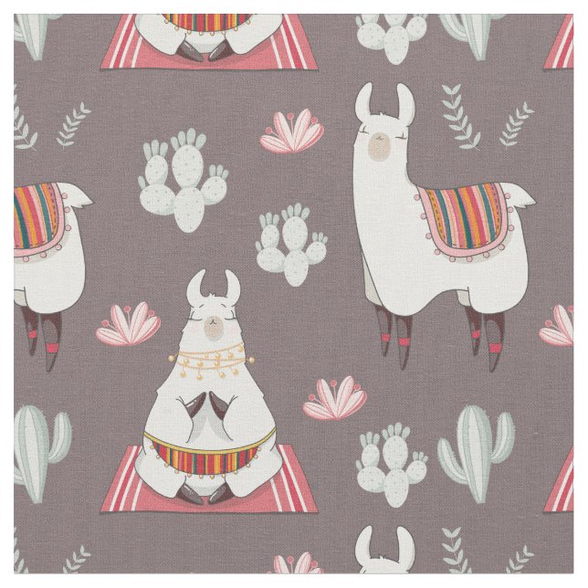 Cute Llama Fabric (Close Up)