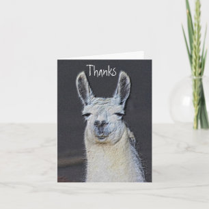 Cute Llama Face Animal Art Thank You Card