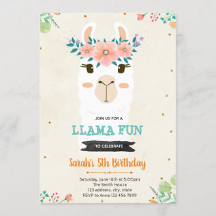 Cute llama face birthday shower Invitation