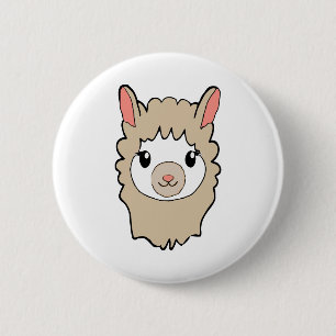 Cute Llama Face Drawing 6 Cm Round Badge