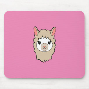 Cute Llama Face Drawing Mouse Mat