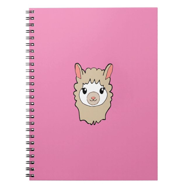 Cute Llama Face Drawing Notebook (Front)