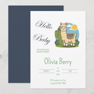 Cute LLama Fiesta Theme Baby Shower Invitation