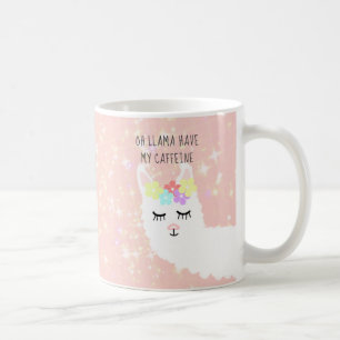 Cute Llama Floral Blush Pink Girly Chic Coffee Mug