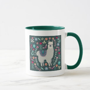 Cute Llama Floral Design Mug