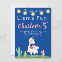 Cute Llama Fun Blue Birthday Party