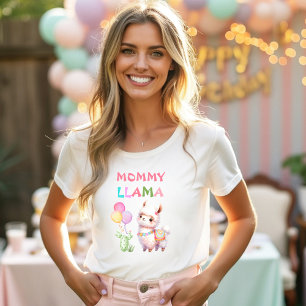 Cute Llama Fun Colourful Girl 1st Birthday Mum Nam T-Shirt