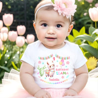 Cute Llama Fun Colourful Girl 1st Birthday Name