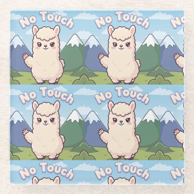 Cute Llama  Glass Coaster (Front)