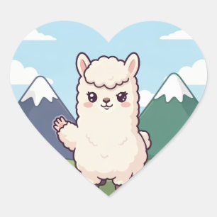 Cute Llama Heart Sticker