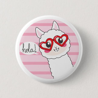 Cute Llama Hola 6 Cm Round Badge