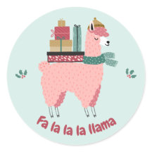 Cute Llama Holiday Sticker - fa la la la llama!