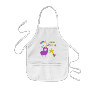 Cute Llama I wanna be a unicorn Kids Apron