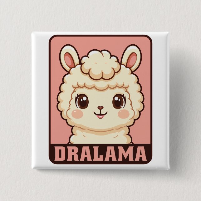 Cute llama illustration design 15 cm square badge (Front)