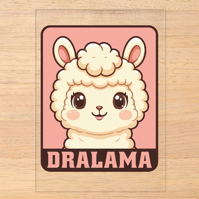 Cute llama illustration design acrylic invitations (Front)