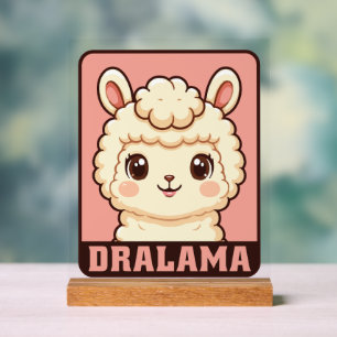 Cute llama illustration design acrylic sign
