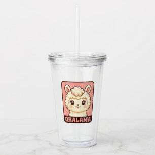 Cute llama illustration design acrylic tumbler