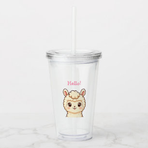 Cute llama illustration design acrylic tumbler