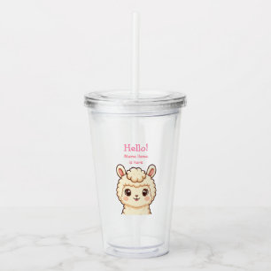 Cute llama illustration design acrylic tumbler