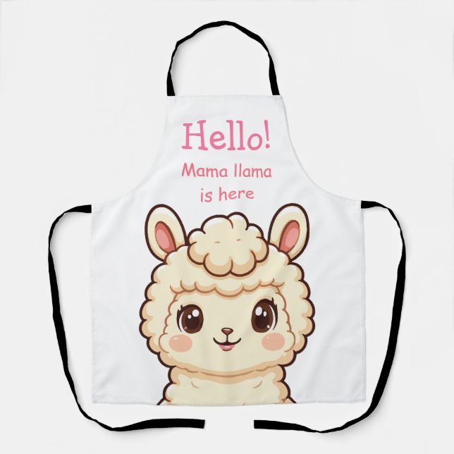 Cute llama illustration design apron (Front)