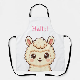 Cute llama illustration design apron