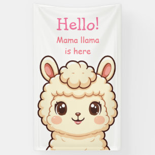 Cute llama illustration design banner