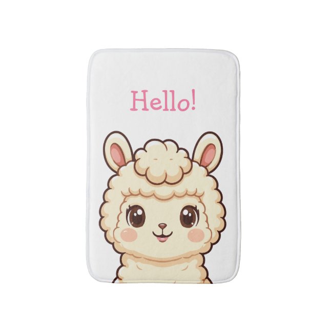 Cute llama illustration design bath mat (Front Vertical)