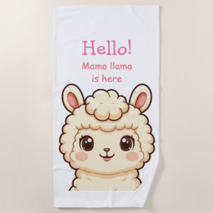 Cute llama illustration design beach towel