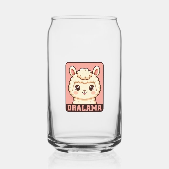 Cute llama illustration design can glass (Front)