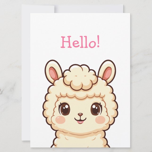 Cute llama illustration design card (Front)