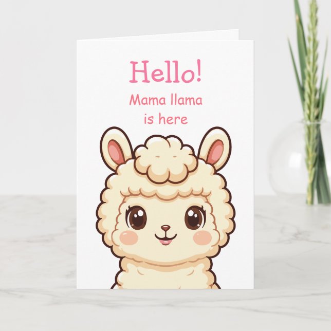 Cute llama illustration design card (Front)