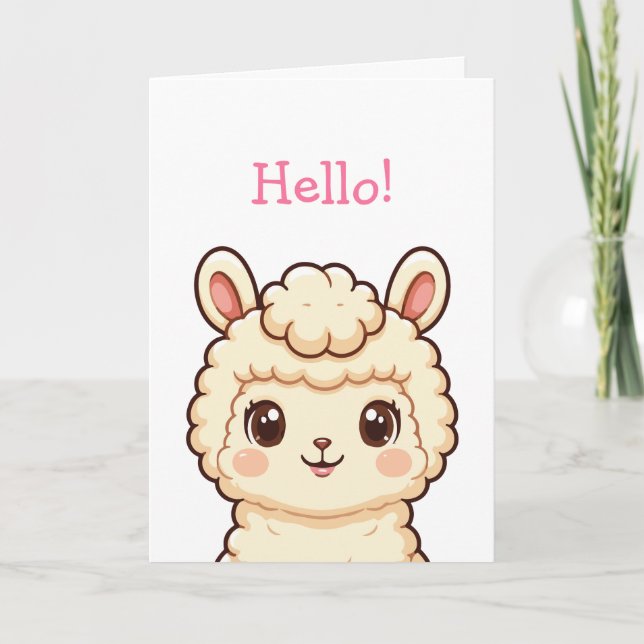 Cute llama illustration design card (Front)