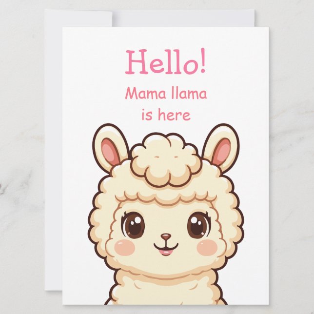 Cute llama illustration design card (Front)