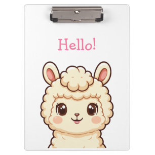 Cute llama illustration design clipboard