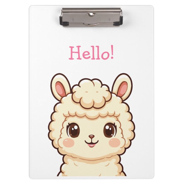 Cute llama illustration design clipboard (Front)