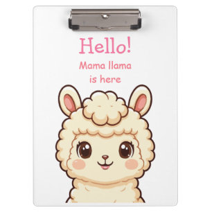 Cute llama illustration design clipboard