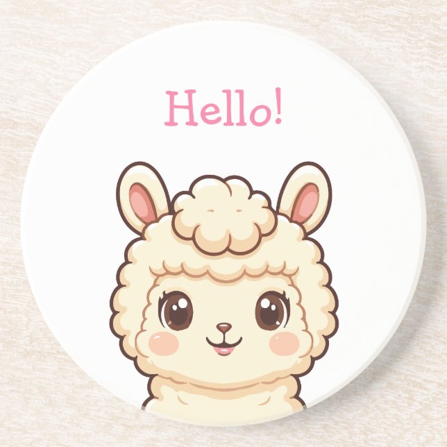 Cute llama illustration design coaster (Front)