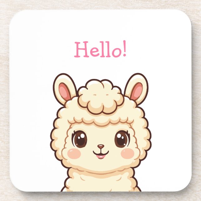 Cute llama illustration design coaster (Front)