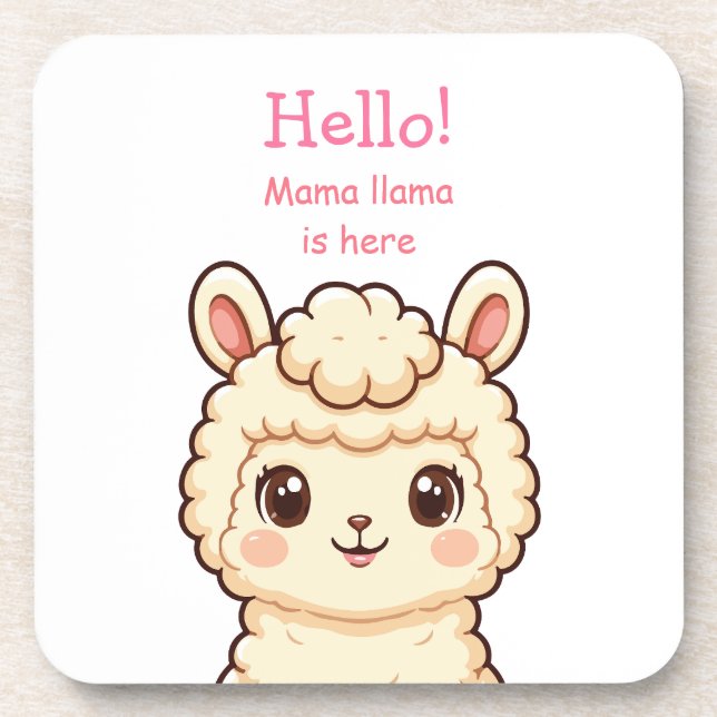 Cute llama illustration design coaster (Front)