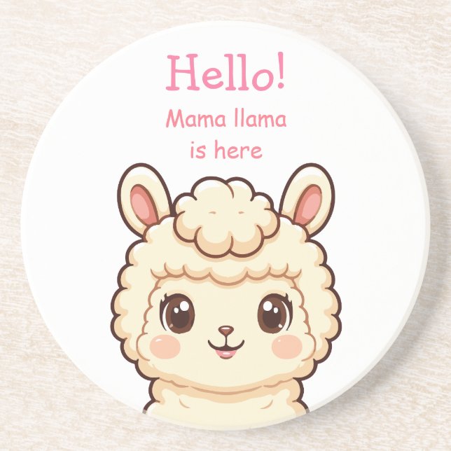Cute llama illustration design coaster (Front)