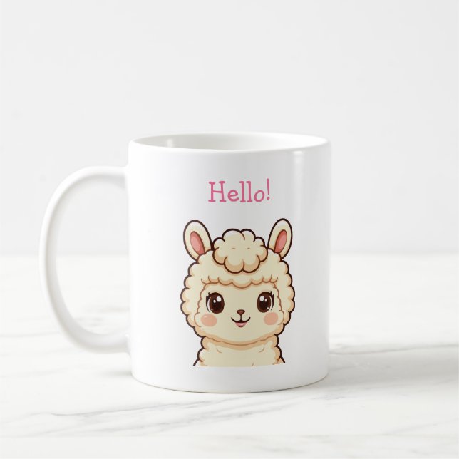 Cute llama illustration design coffee mug (Left)